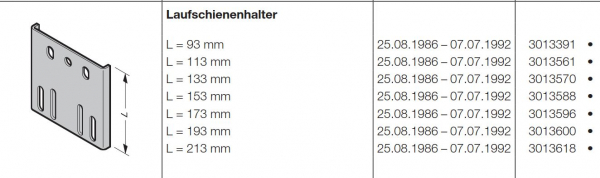 Hörmann Laufschienenhalter L-173 mm für Industrietore-Baureihe 20-30, 3013596