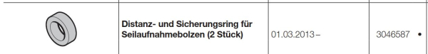 Hörmann Distanz-und Sicherungsring für Seilaufnahmebolzen-2 Stück-für Industrietore der Baureihe 50