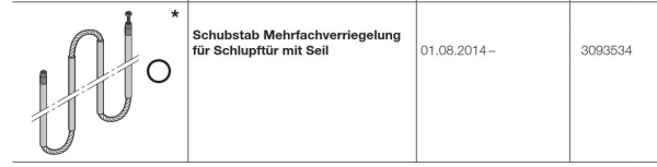 Hörmann Schubstab Mehrfachverriegelung für Schlupftür mit Seil für die Industrietor-Baureihe 50-60, 3093534