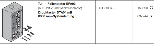 Hörmann Drucktaster DTA04 mit 8300 mm-Systemleitung, 153690, 637244 8300 mm-Systemleitung, 153690, 637244