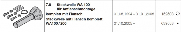 Hörmann Steckwelle mit Flansch für Anflanschmontage  WA100 / 200, 152503, 639553