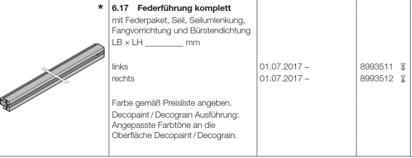 Hörmann Führungsschiene komplett Links für Garagen-Deckenlauftor - RollMatic OD, 8993511