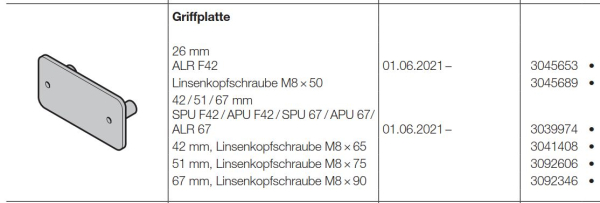 Hörmann Griffplatte 26 mm ALR F42 BR 60, 3045653