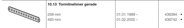 Hörmann Tormitnehmer gerade Länge 258 mm, 438384