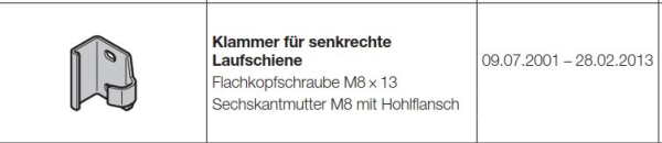 Hörmann Klammer für Senkrechte Laufschiene für Industrietore-Baureihe 20-30-40-50, 3054696