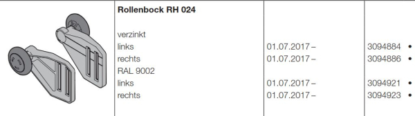 Hörmann LPU 67 Thermo Baureihe 40 Rollenbock RB 017 verzinkt DIN links, 3094884