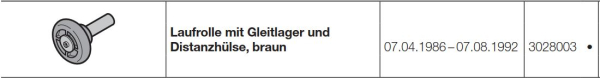 Hörmann Laufrolle mit Gleitlager und Distanzhülse, braun, 3028003
