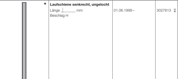 Hörmann Laufschiene senkrecht, ungelocht für die Baureihe 40, 3027813