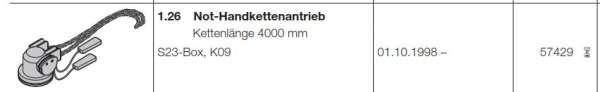 Hörmann Not-Handkettenantrieb für Steckantrieb S23-Box-K09, 57429
