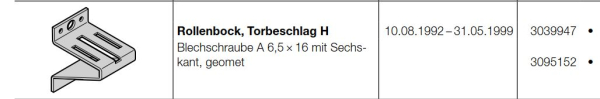 Hörmann Rollenbock Torbeschlag H für Privat Baureihe 30, 3039947