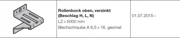 Hörmann Rollenbock oben verzinkt (Beschlag H) für Baureihe 30-40 und Industrie-Baureihe 30-40-50, 3039947
