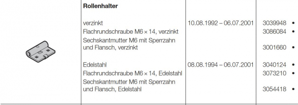 Hörmann Rollenhalter verstärkt, Edelstahl für Baureihe 30, 40, 50, 60, 3040124