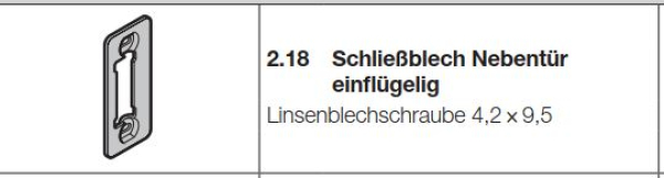 Hörmann Schließblech Nebentür einflügelig, 1321001