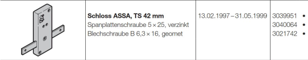 Hörmann Schloss ASSA,TS 42 mm, Baureihe 30 (Privat-Tor), 3039951