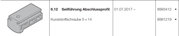 Hörmann Seilführung Abschlussprofil für Garagen-Deckenlauftor - RollMatic OD, 8993412