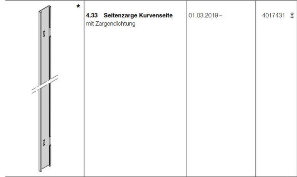 Hörmann Seitenzarge Kurvenseite, (HST 42), BR 20, Seiten-Sektionaltor, 4017431