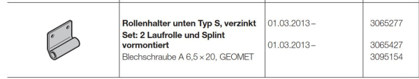 Hörmann Set: 2 Laufrolle und Splint vormontiert für Baureihe 30-40-50, 3065427
