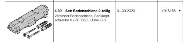 Hörmann Set: Bodenschiene 2-teilig, (HST 42), BR 20, Seiten-Sektionaltor