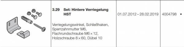 Hörmann Set: Hintere Verriegelung (HST42), Seiten-Sektionaltor, 4004798