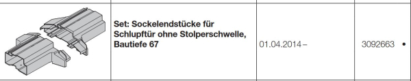 Hörmann Set Sockelendstücke für Schlupftür ohne Stolperschwelle Bautiefe 67  Zubehör für Torglieder der Baureihe 50, 3092663