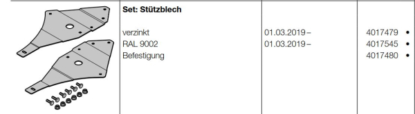 Hörmann Set: Stützblech verzinkt, für Baureihe 40, 4017479