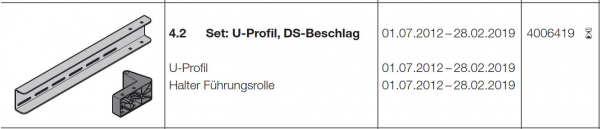 Hörmann Set: U-Profil, DS-Beschlag (HST 42) BR10, Seiten-Sektionaltor, 4006419