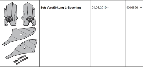 Hörmann Set: Verstärkung L-Beschlag (von innen gesehen) für Baureihe 40, 4016826