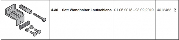 Hörmann Set: Wandhalter Laufschiene (HST 42) BR10, Seiten-Sektionaltor, 4012483