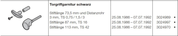 Hörmann Torgriffgarnitur Stiftlänge 87 mm der Baureihe 20, 3024997