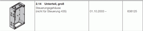 Hörmann Unterteil Steuerungsgehäuse groß, nicht für Steuerung 435, 638125