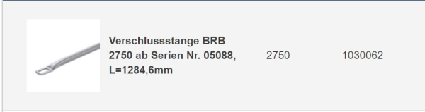 Hörmann Verschlussstange für Schwingtore N80 und F80 und EcoStar (BRB) 2750 mm, 1030062