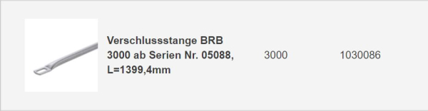 Hörmann Verschlussstange für Schwingtore N80 und F80 und EcoStar (BRB) 3000 mm, 103086