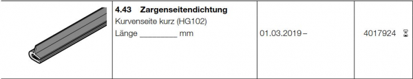 Hörmann Zargenseitendichtung, (HST 42), BR 20, Seiten-Sektionaltor, 4017924