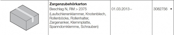 Hörmann Zargenzubehörkarton Beschlag N, RM > 2375  für die Baureihe 40, 3082756