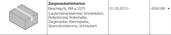 Hörmann Zargenzubehörkarton Beschlag N, RM <2375  für die Baureihe 40, 4004188