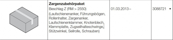 Hörmann Zargenzubehörkarton Beschlag N, RM kleiner 2550 für die Baureihe 40, 3085384