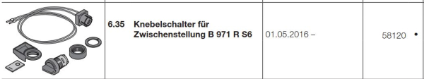 Hörmann Knebelschalter für Zwischenstellung B 971, R S6, 58120