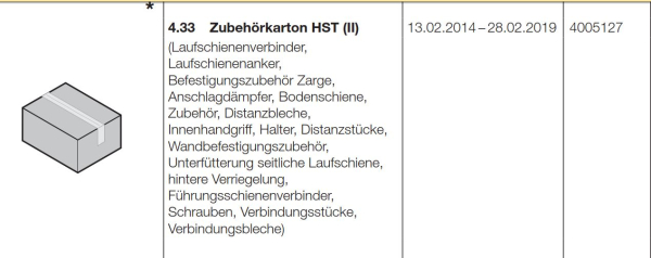 Hörmann Zubehörkarton HST (II) (HST42) BR10, Seiten-Sektionaltor, 4005127