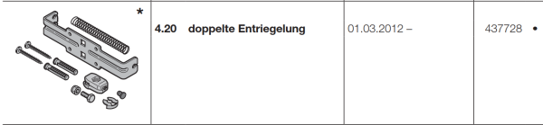 Hörmann doppelte Entriegelung für die Notentriegelung für Außen- und Innen-Rolltor RollMatic, 437728
