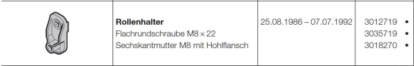 Hörmann Rollenhalter ohne Laufrolle für Industrietor BR 20, 303293, 3012719