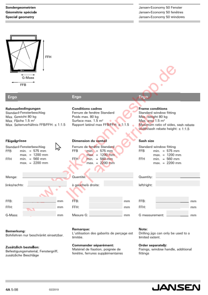 Schüco Jansen Economy 50 Fenster in Sondergeometrien