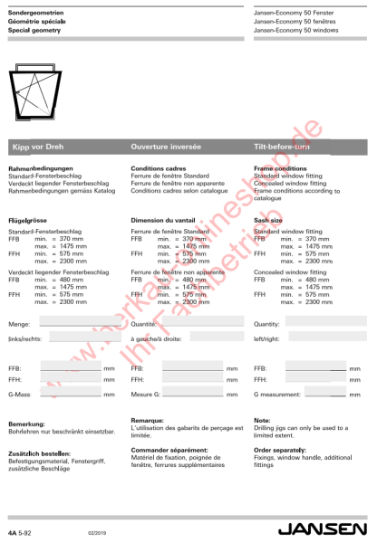 Schüco Jansen Economy 50 Fenster in Sondergeometrien