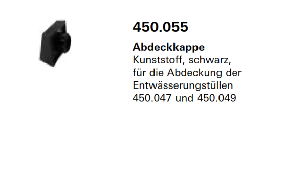 Jansen Janisol Arte 2.0, Abdeckkappe Kunststoff, schwarz für die Abdeckung der Entwässerungstüllen, 450.055