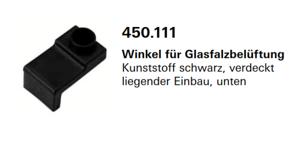 Jansen Janisol Arte 2.0, Winkel für Glasfalzbelüftung unten Kunststoff schwarz, 450.111