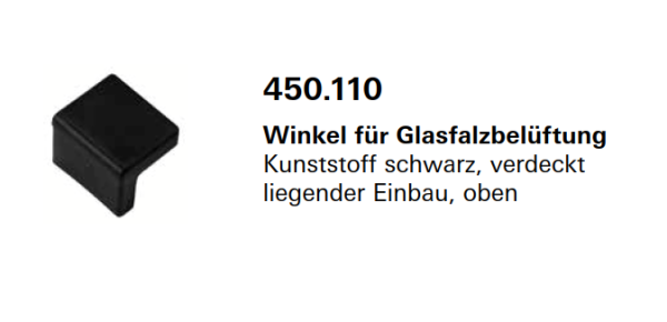 Jansen Janisol Arte 2.0, Winkel für Glasfalzbelüftung oben Kunststoff schwarz, 450.110