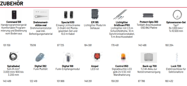 Marantec, MFZ, VTA 11-72-E/KE, incl. Nothandkette 5 m, Wartungsentriegelung, Sektionaltorantriebe, 184629