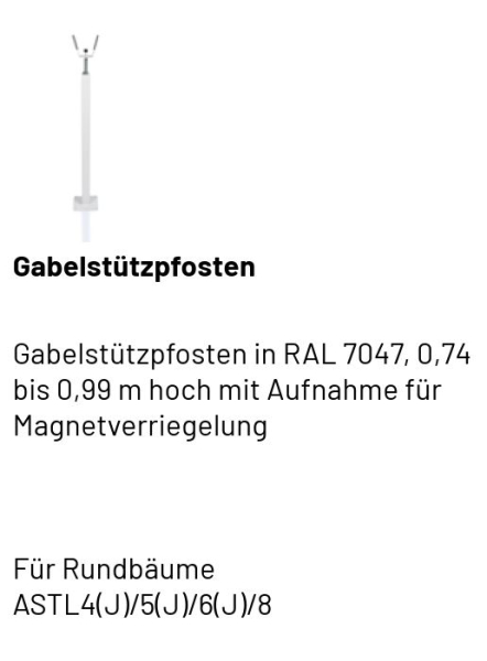 Marantec Gabelstützpfosten in RAL 7047, 0,74 bis 0,99 m, 182886