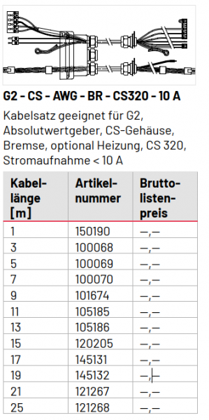 Marantec Kabelsatz, G2 - CS - AWG - BR - CS320 - 10 A
