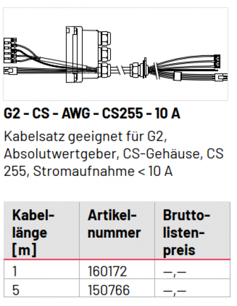 Marantec Kabelsatz, G2 - CS - AWG - CS255 - 10 A