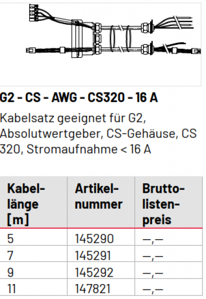 Marantec Kabelsatz, G2 - CS - AWG - CS320 - 16 A